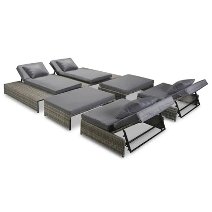 vidaXL Patio Lounge Set 15 Pieces Poly Rattan Gray - Lounge Set