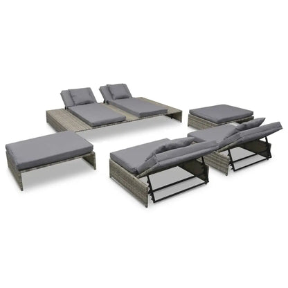 vidaXL Patio Lounge Set 15 Pieces Poly Rattan Gray - Lounge Set