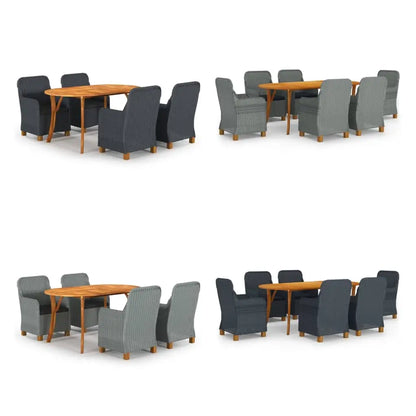 vidaXL Patio Lounge Set 8 Piece Sectional Sofa with Cushions Solid Wood Pine - Dark gray / 5 - Furniture > Outdoor