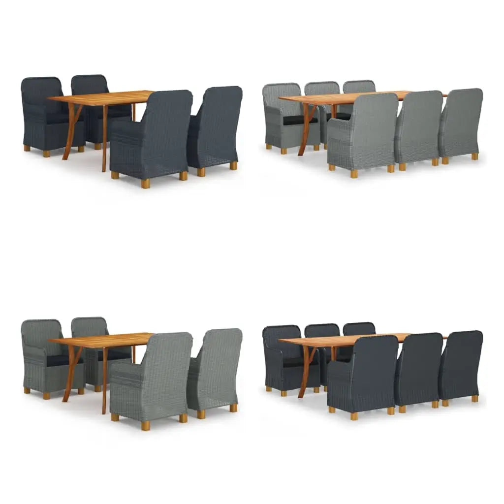 vidaXL Patio Lounge Set 8 Piece Sectional Sofa with Cushions Solid Wood Pine - Dark gray / 5 - Furniture > Outdoor