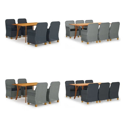 vidaXL Patio Lounge Set 8 Piece Sectional Sofa with Cushions Solid Wood Pine - Dark gray / 5 - Furniture > Outdoor