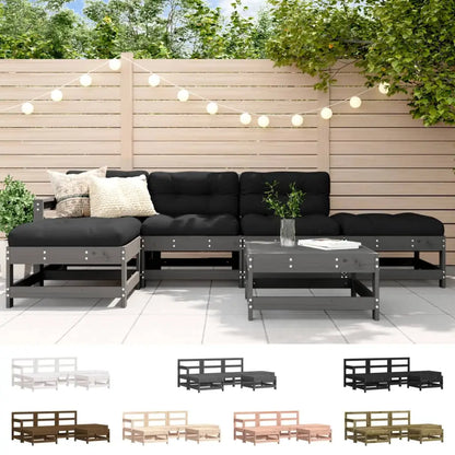 vidaXL Patio Lounge Set Outdoor Garden Furniture Set 6 Piece Solid Wood Pine - Outdoor Furniture Set
