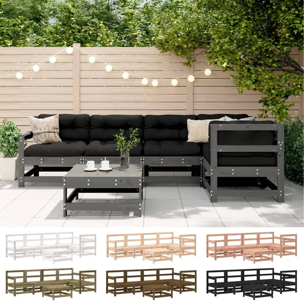 vidaXL Patio Lounge Set Outdoor Garden Furniture Set 6 Piece Solid Wood Pine - Furniture > Outdoor Furniture > Outdoor