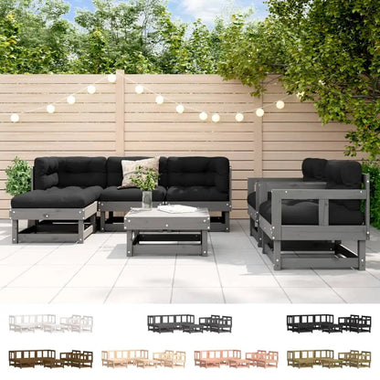 vidaXL Patio Lounge Set Outdoor Garden Furniture Set 7 Piece Solid Wood Pine - Outdoor Furniture Set