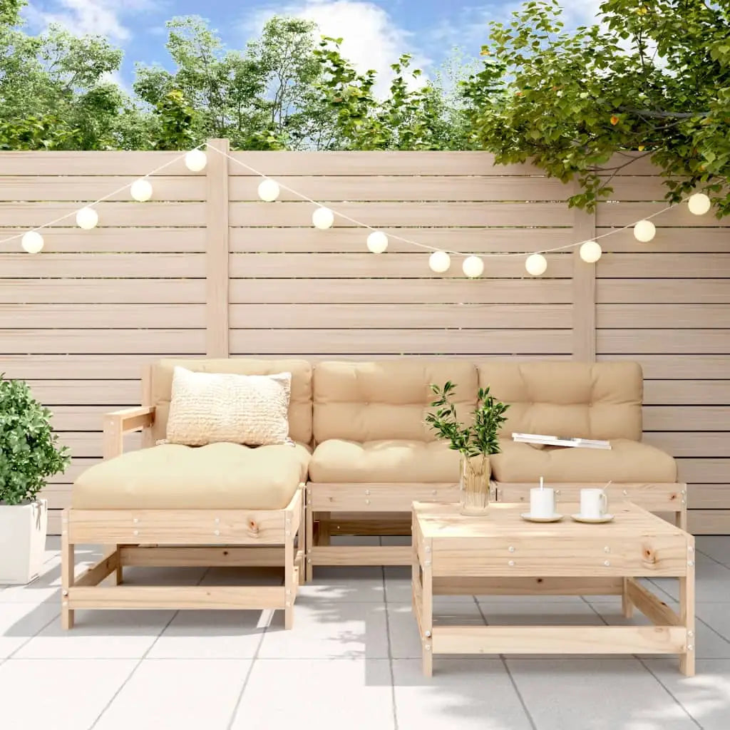 vidaXL Patio Lounge Set with Cushions Outdoor Conversation Set Solid Wood - White pine - Lounge Set