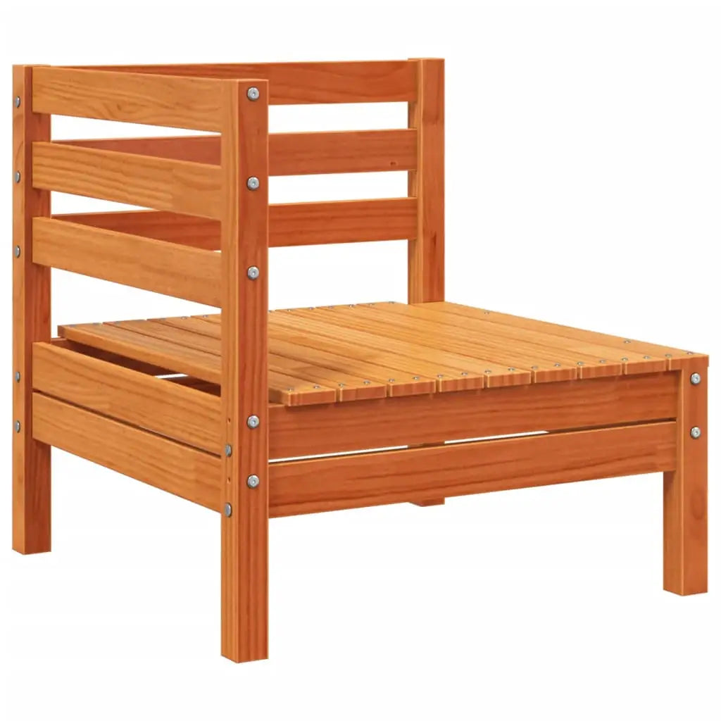 vidaXL Patio Sofa 3-Seater with Footstool Wax Brown Solid Wood Pine - Outdoor Sofa