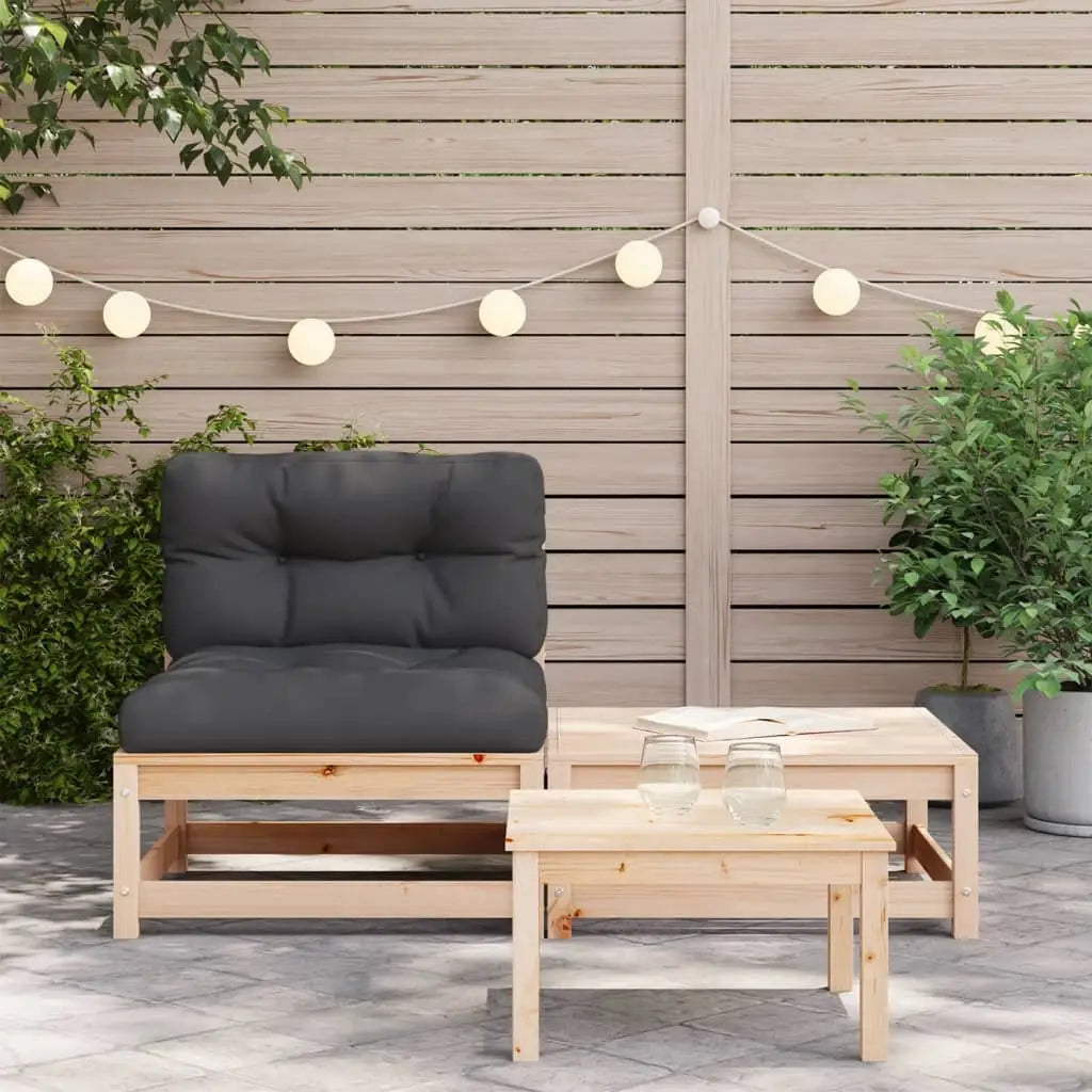 vidaXL Patio Sofa Armless with Cushions and Footstool - Outdoor Sofa
