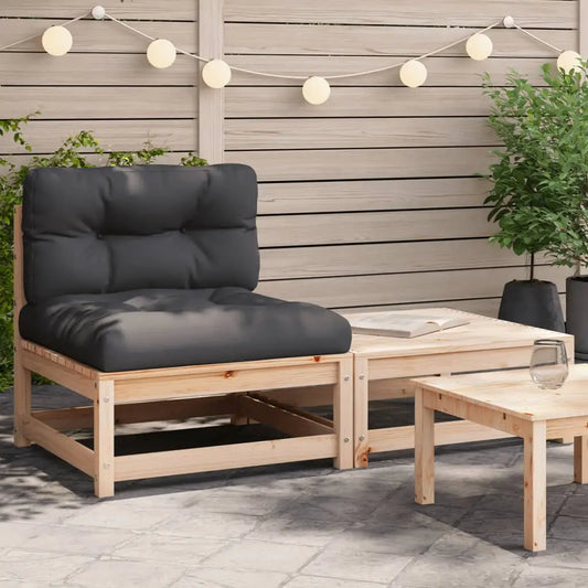 vidaXL Patio Sofa Armless with Cushions and Footstool - Outdoor Sofa