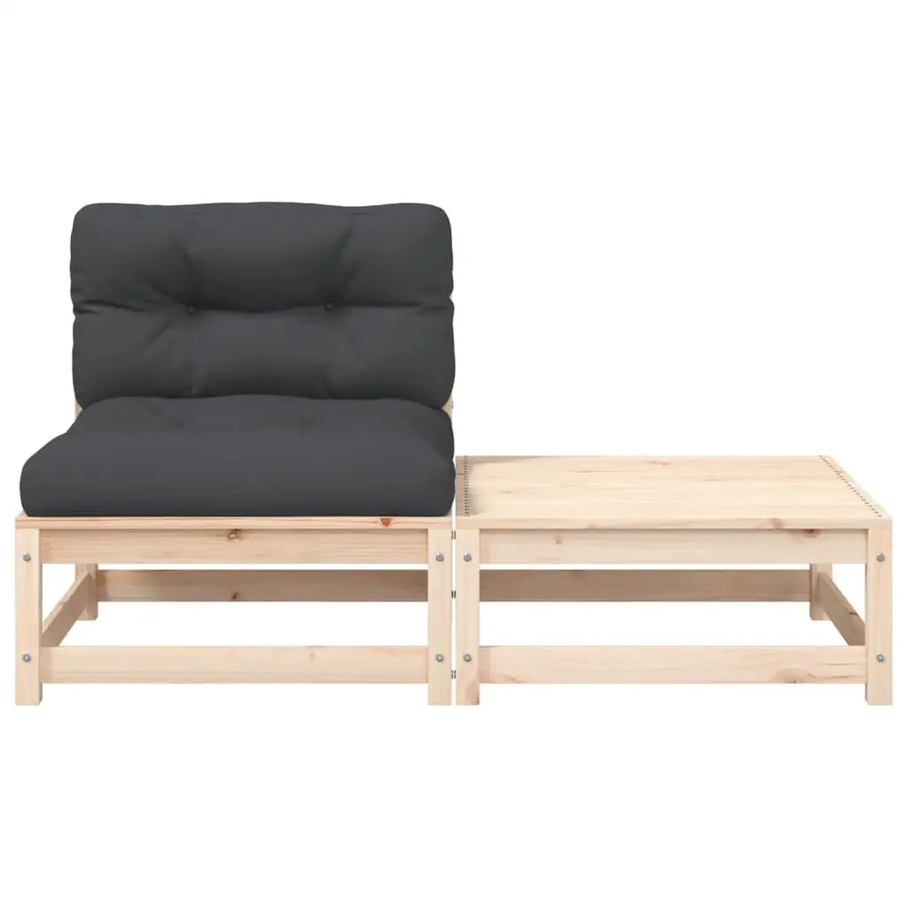 vidaXL Patio Sofa Armless with Cushions and Footstool - Outdoor Sofa