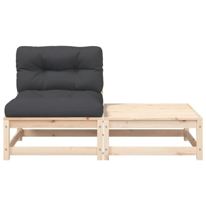 vidaXL Patio Sofa Armless with Cushions and Footstool - Outdoor Sofa