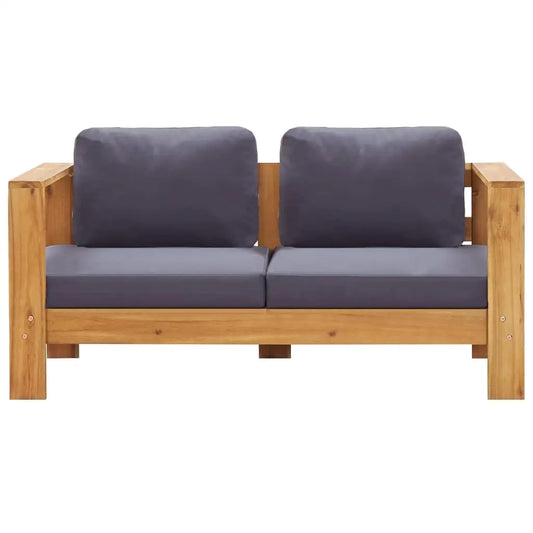 vidaXL Patio Sofa Bench with Cushions 55.1’’ Solid Acacia Wood Gray - Sofa Bench