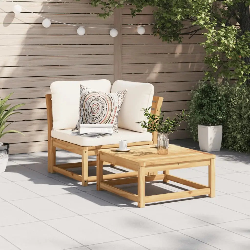 vidaXL Patio Sofa Corner with Cushions 28.7’’x28.7’’x25.6’’ Solid Wood Acacia - Outdoor Sofa