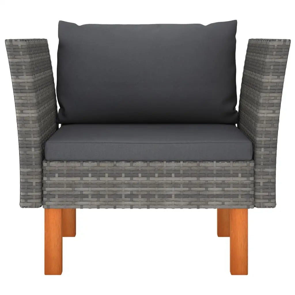 vidaXL Patio Sofa Poly Rattan and Solid Eucalyptus Wood - Sofa
