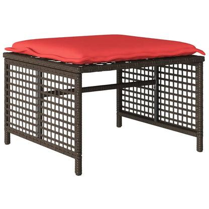 vidaXL Patio Sofa Set with Cushions 4 Piece Poly Rattan Glass Brown/Gray/Black - Outdoor Sofa Set