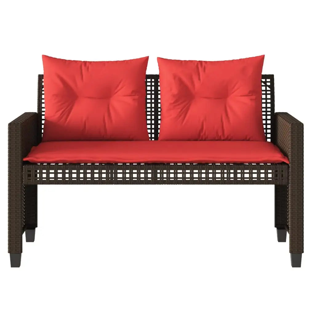 vidaXL Patio Sofa Set with Cushions 4 Piece Poly Rattan Glass Brown/Gray/Black - Outdoor Sofa Set