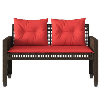 vidaXL Patio Sofa Set with Cushions 4 Piece Poly Rattan Glass Brown/Gray/Black - Outdoor Sofa Set