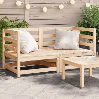 vidaXL Patio Sofas Corner 2 pcs 27.6’’x27.6’’x26.4’’ Solid Wood Pine - Outdoor Sofa