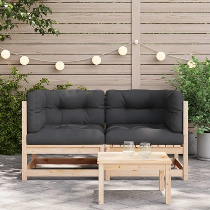 vidaXL Patio Sofas Corner with Cushions 2 pcs Solid Wood Pine - Outdoor Sofa
