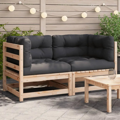 vidaXL Patio Sofas Corner with Cushions 2 pcs Solid Wood Pine - Outdoor Sofa