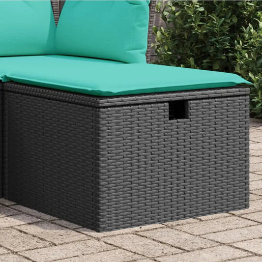 vidaXL Patio Stool with Cushion Black 21.7’’x21.7’’x14.6’’ Poly Rattan - Patio Stool