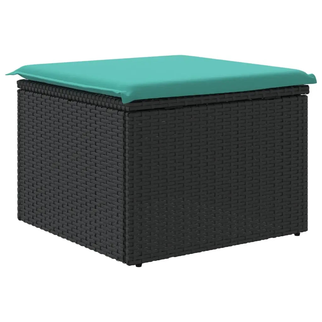 vidaXL Patio Stool with Cushion Black 21.7’’x21.7’’x14.6’’ Poly Rattan - Patio Stool