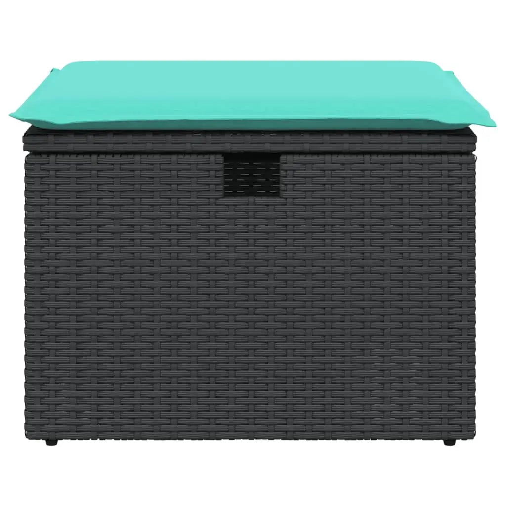 vidaXL Patio Stool with Cushion Black 21.7’’x21.7’’x14.6’’ Poly Rattan - Patio Stool