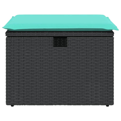 vidaXL Patio Stool with Cushion Black 21.7’’x21.7’’x14.6’’ Poly Rattan - Patio Stool