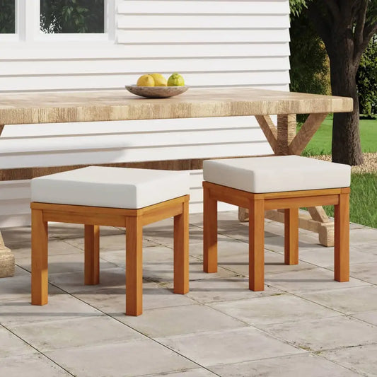vidaXL Patio Stools with Cushions 2 pcs 15.7’’x15.7’’x16.5’’ Solid Wood Acacia - Outdoor Stools