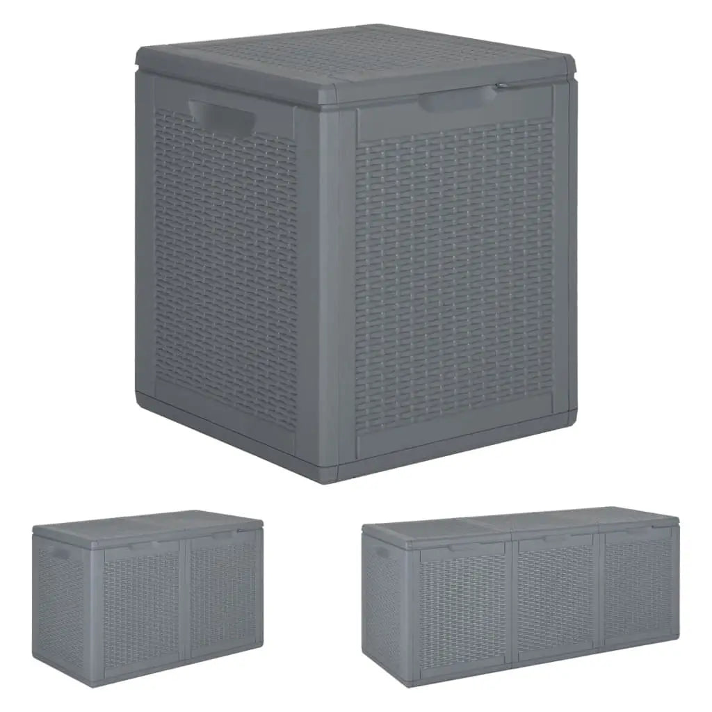 vidaXL Patio Storage Box 71.3 gal Gray PP Rattan - Storage Box