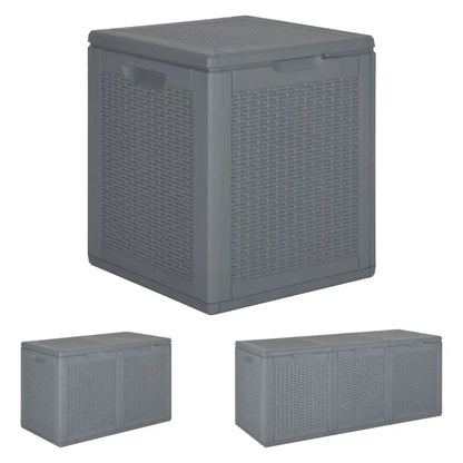 vidaXL Patio Storage Box 71.3 gal Gray PP Rattan - Storage Box
