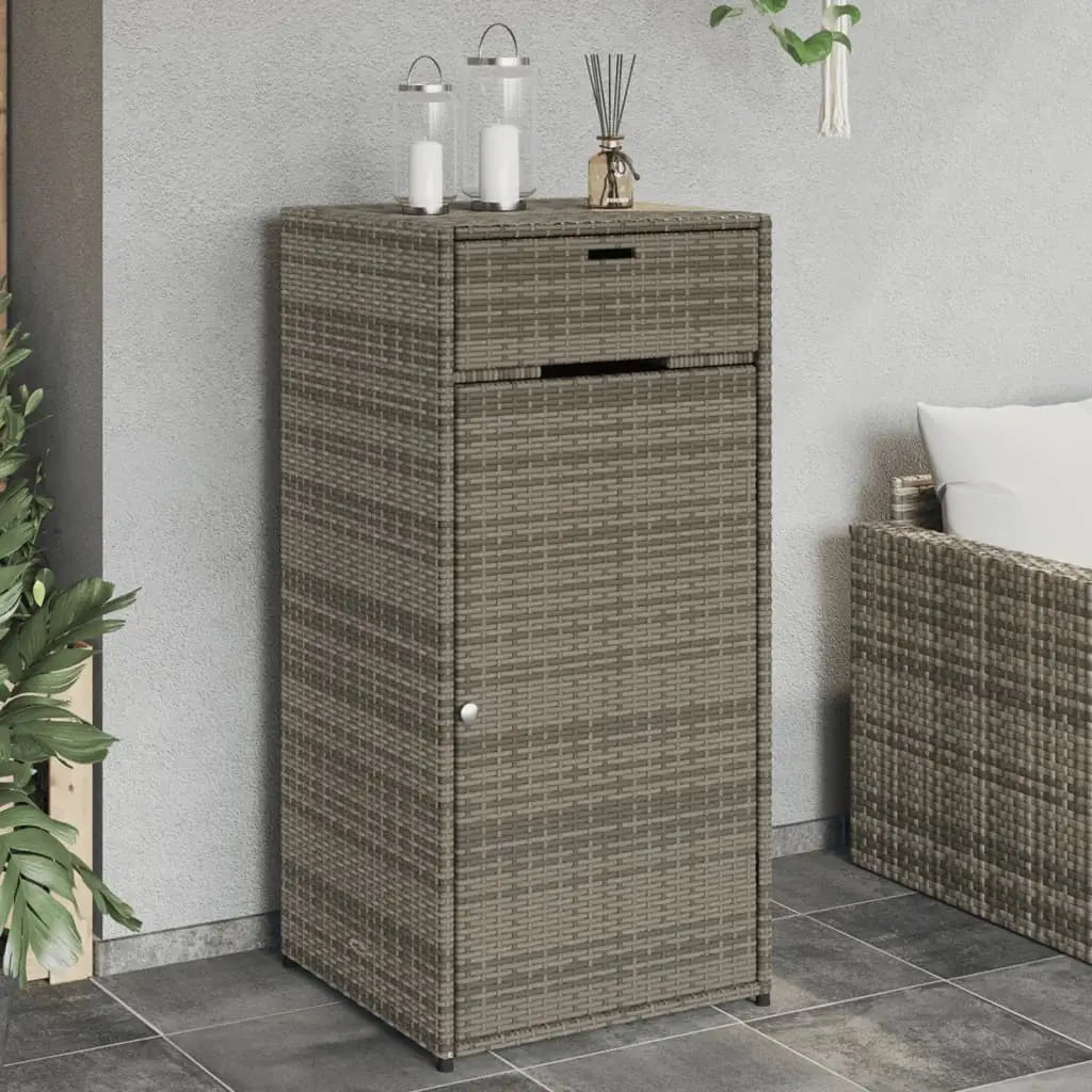 vidaXL Patio Storage Cabinet Tool Organizer Outdoor Furniture Poly Rattan - Gray / 55 x 55 x 111 cm - Outdoor Storage