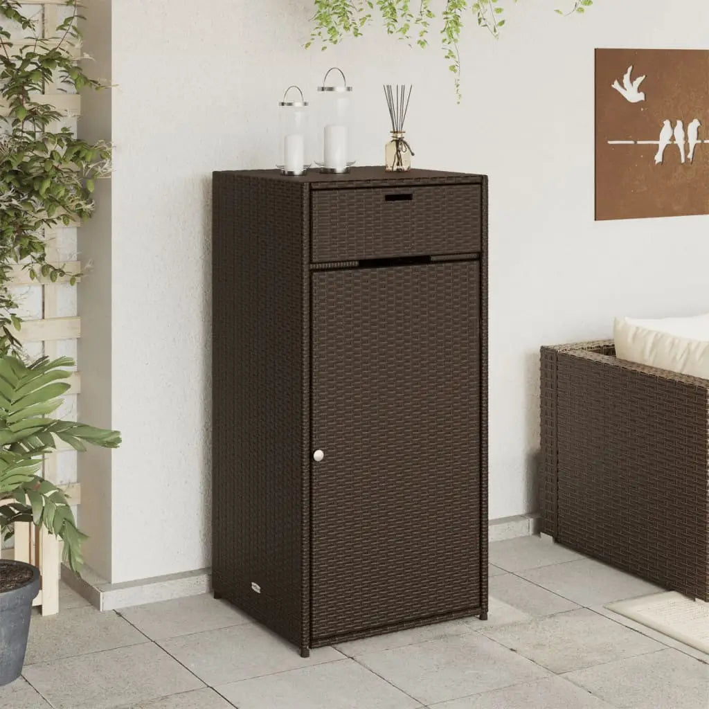 vidaXL Patio Storage Cabinet Tool Organizer Outdoor Furniture Poly Rattan - Outdoor Storage Cabinet
