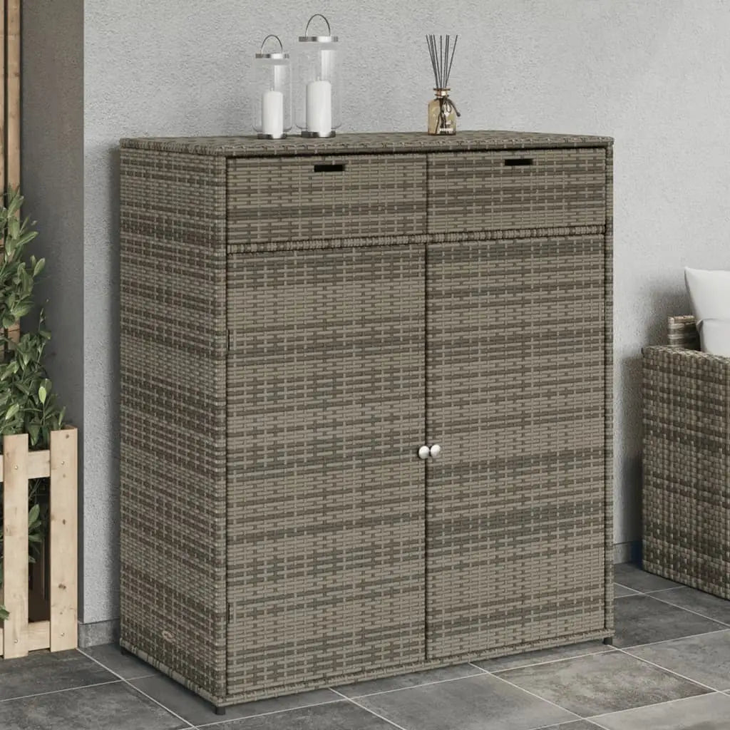 vidaXL Patio Storage Cabinet Tool Organizer Outdoor Furniture Poly Rattan - Gray / 105 x 55 x 113 cm - Outdoor Storage
