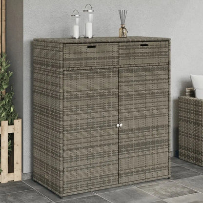 vidaXL Patio Storage Cabinet Tool Organizer Outdoor Furniture Poly Rattan - Gray / 105 x 55 x 113 cm - Outdoor Storage