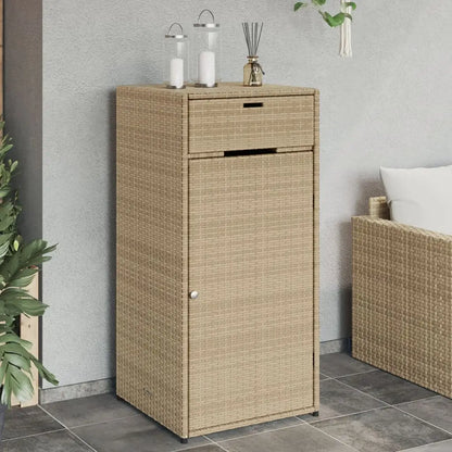 vidaXL Patio Storage Cabinet Tool Organizer Outdoor Furniture Poly Rattan - Beige / 55 x 55 x 111 cm - Outdoor Storage