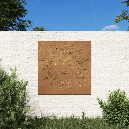 vidaXL Patio Wall Decoration 21.7’’x21.7’’ Corten Steel Sun Design - Wall Decoration