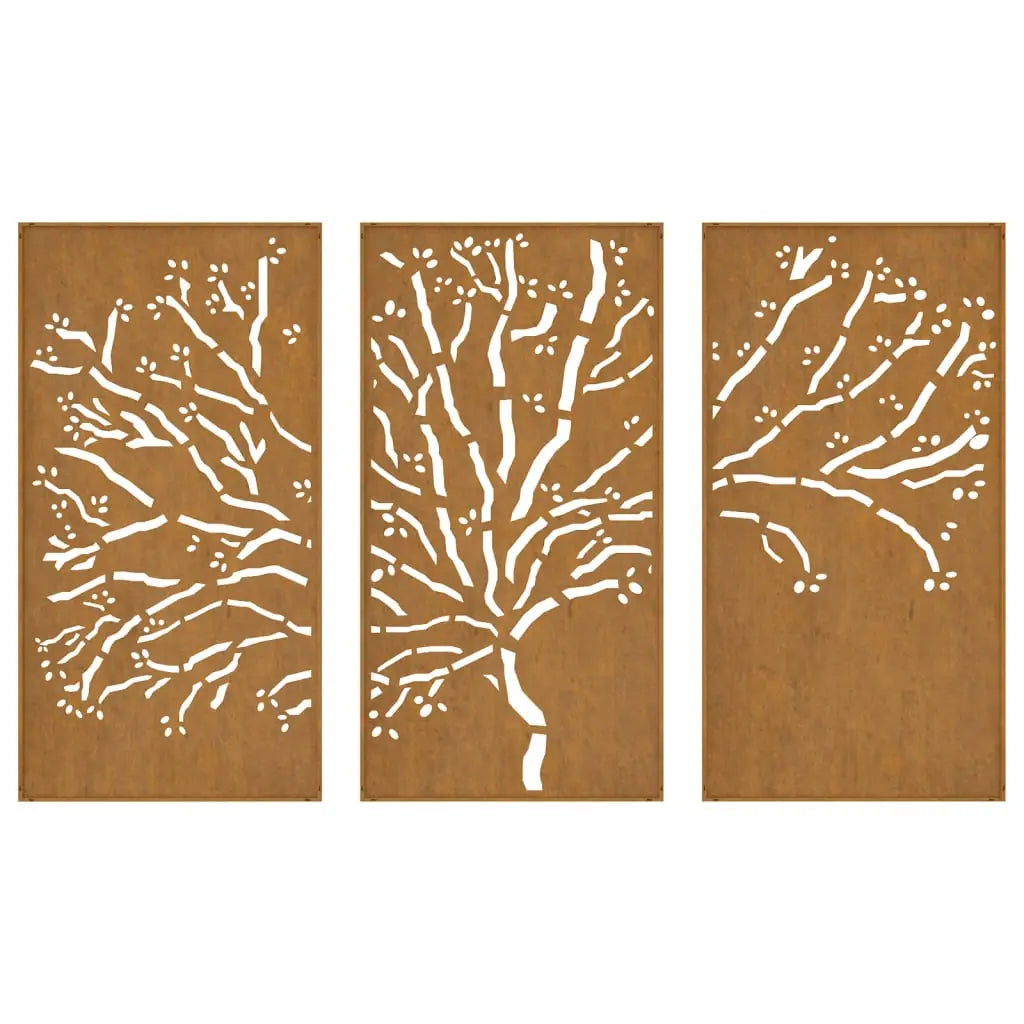 vidaXL Patio Wall Decorations 3 pcs 41.3’’x21.7’’ Corten Steel Tree Design - Wall Decorations