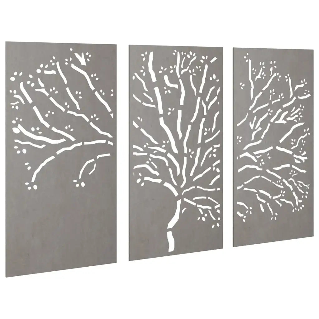 vidaXL Patio Wall Decorations 3 pcs 41.3’’x21.7’’ Corten Steel Tree Design - Wall Decorations