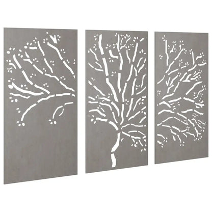 vidaXL Patio Wall Decorations 3 pcs 41.3’’x21.7’’ Corten Steel Tree Design - Wall Decorations