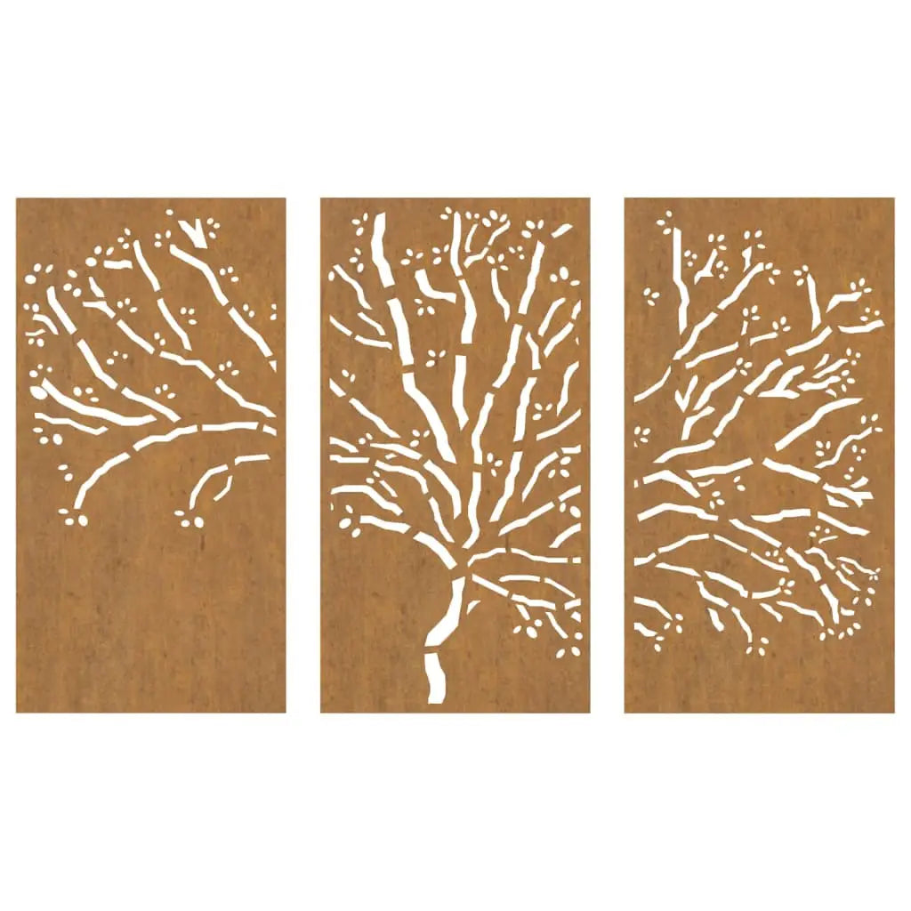 vidaXL Patio Wall Decorations 3 pcs 41.3’’x21.7’’ Corten Steel Tree Design - Wall Decorations