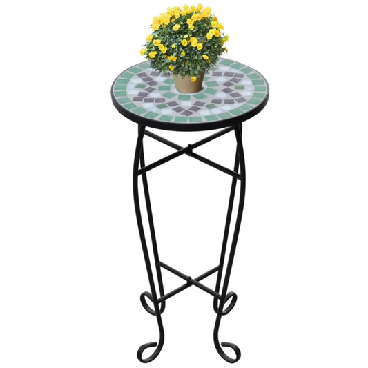 vidaXL Plant Stand Mosaic Table Patio Flower Pot Stand for Hall Patio Ceramic - Green / 1 pcs - Plant Stand
