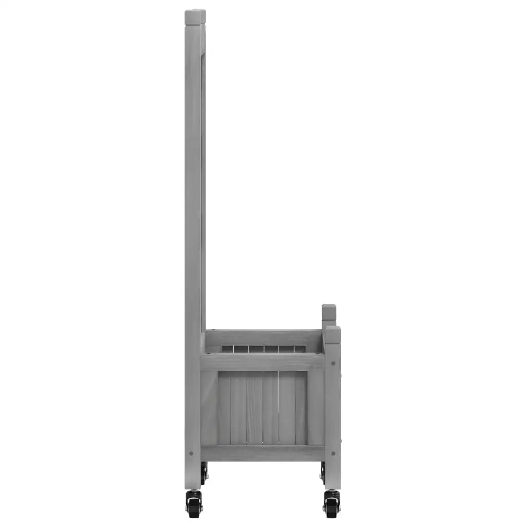 vidaXL Planter with Trellis and Wheels Gray Solid Wood Fir - Home & Garden > Lawn & Garden > Gardening > Pots & Planters