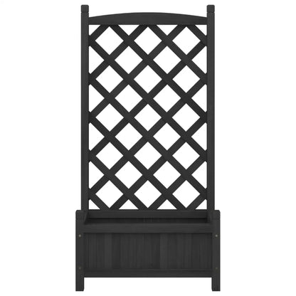 vidaXL Planter with Trellis Black Solid Wood Fir - Home & Garden > Lawn & Garden > Gardening > Pots & Planters