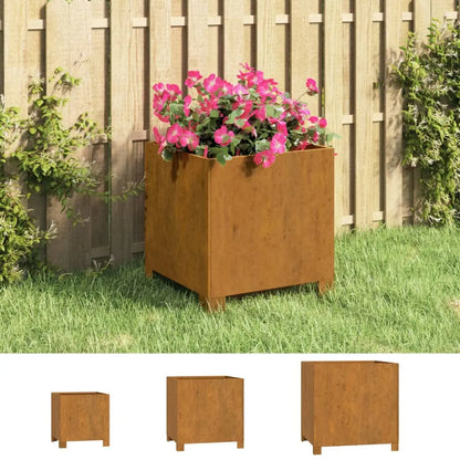 vidaXL Planters with Legs 2 pcs Rusty 19.3’’x18.5’’x19.7’’ Corten Steel - 19.3’’ x 18.5’’ x 19.7’’/ 2 pcs - Home &