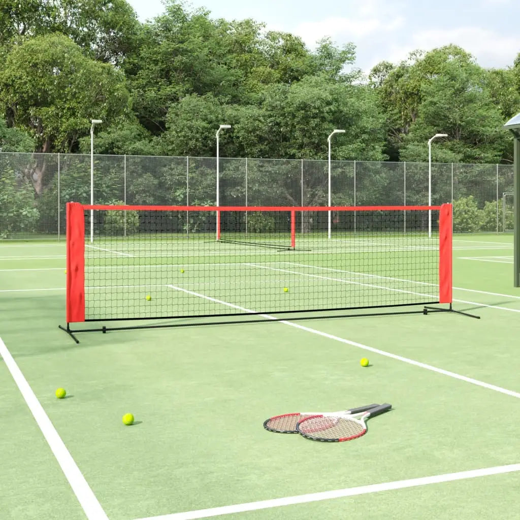 vidaXL Portable Tennis Net Pickleball Volleyball Net Black and Red Polyester - 118.1’’ x 39.4’’ x 34.3’’ - Sporting