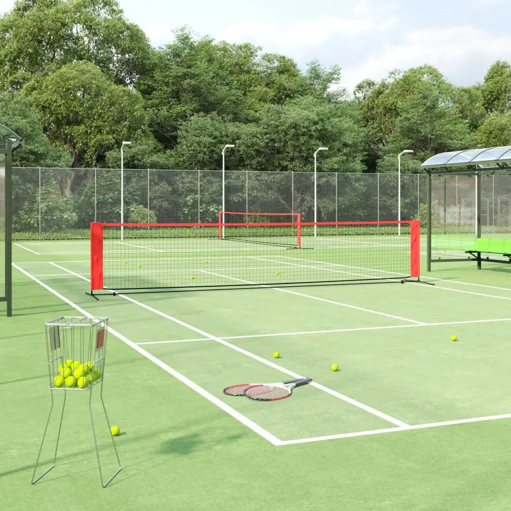 vidaXL Portable Tennis Net Pickleball Volleyball Net Black and Red Polyester - 196.9’’ x 39.4’’ x 34.3’’ - Sporting