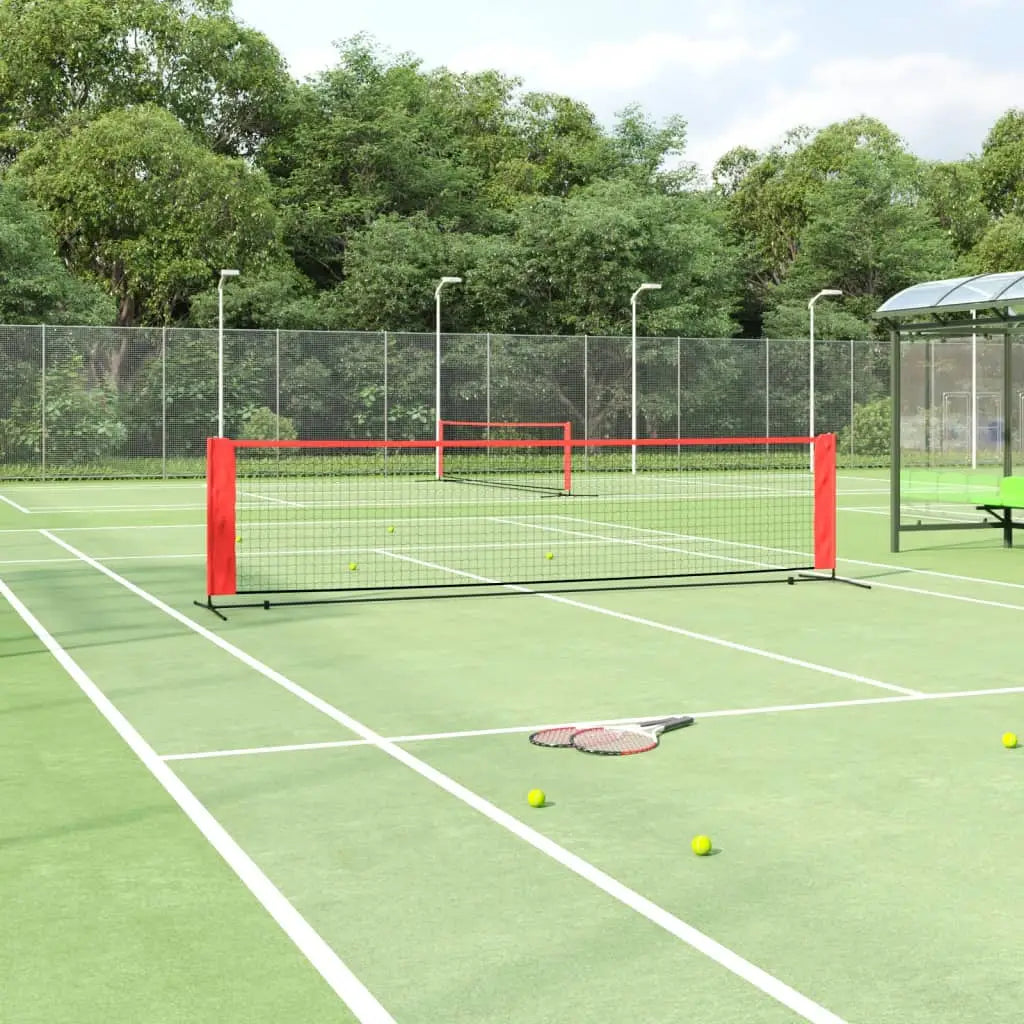 vidaXL Portable Tennis Net Pickleball Volleyball Net Black and Red Polyester - 157.5’’ x 39.4’’ x 34.3’’ - Sporting