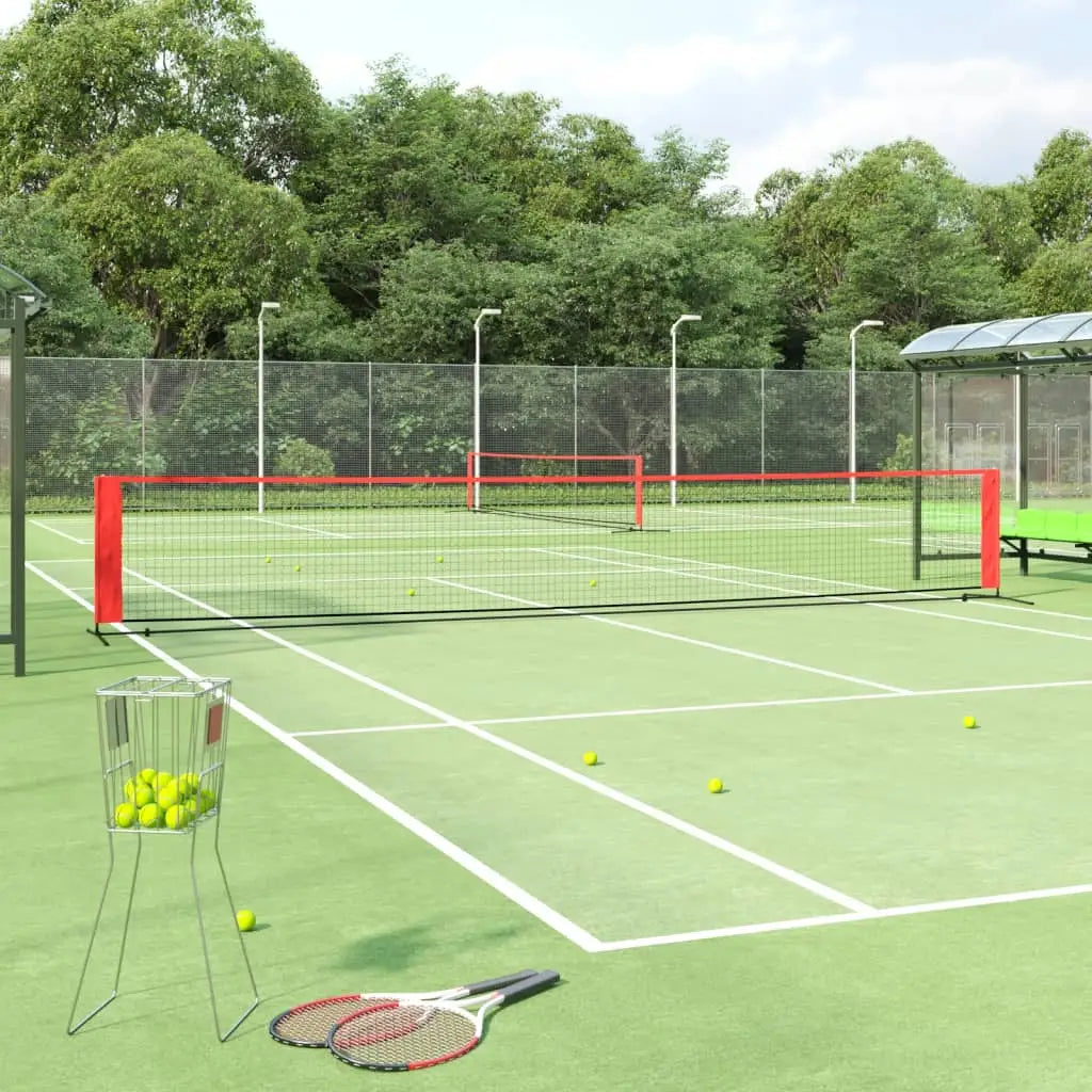 vidaXL Portable Tennis Net Pickleball Volleyball Net Black and Red Polyester - 236.2’’ x 39.4’’ x 34.3’’ - Sporting