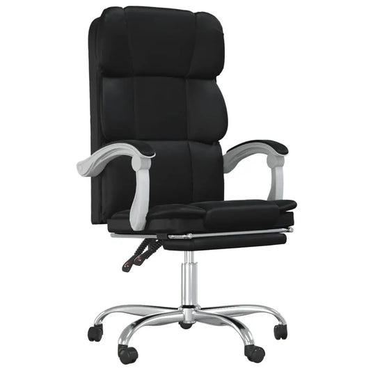 vidaXL Reclining Office Chair Black Faux Leather - Office Chair