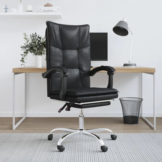 vidaXL Reclining Office Chair Black Faux Leather - Office Chair